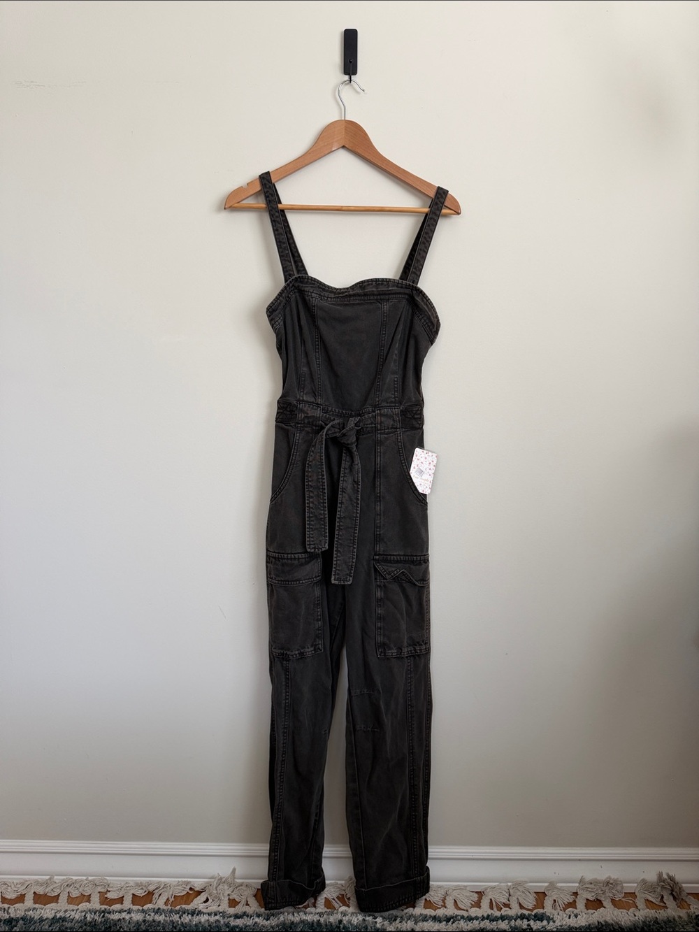 Free People Black Denim Utility Jumpsuit - Women Jeans